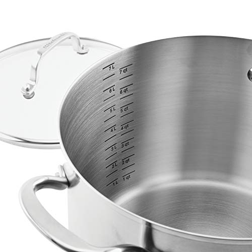 KitchenAid 71003 3-Ply Base Brushed Stainless Steel Stock Pot/Stockpot with Lid, 8 Quart