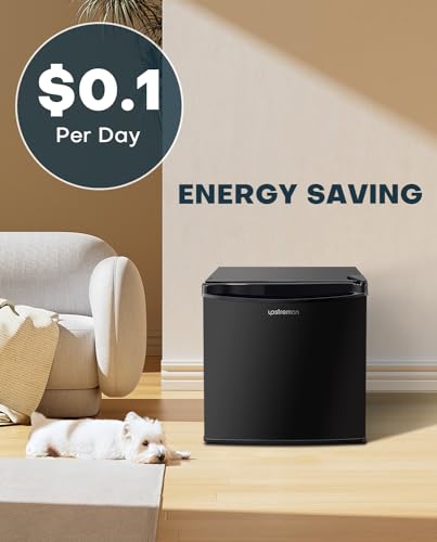 Upstreman 1.7 Cu.ft Mini Fridge with Freezer, Dorm Essentials, Adjustable Thermostat, Energy Saving, Low Noise, Single Door Compact Refrigerator for Dorm, Office, Bedroom, Black-FR17