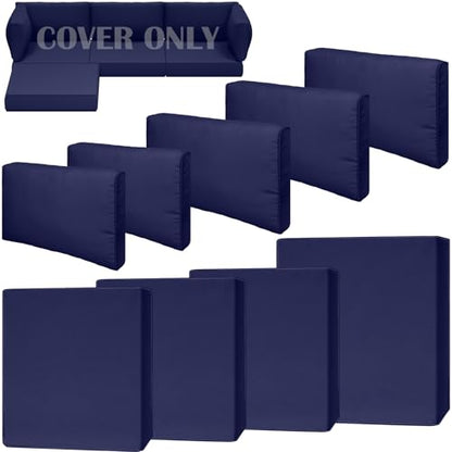 Cethytirko 9 Piece Outdoor Patio Waterproof Cushion Covers, Fits 4-Seat Wicker Rattan Sectional Couch Chair Furniture Cover Replacement Set - Fade-Resistant Patio Cushion Covers with Zipper