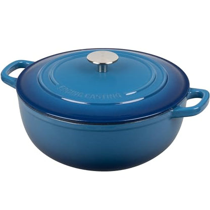 EDGING CASTING Enameled Cast Iron Dutch Oven Pot with Lid for Sourdough Bread Baking, Bread Dutch Ovens, Cooking Pots, 5 Quart, Lake Blue