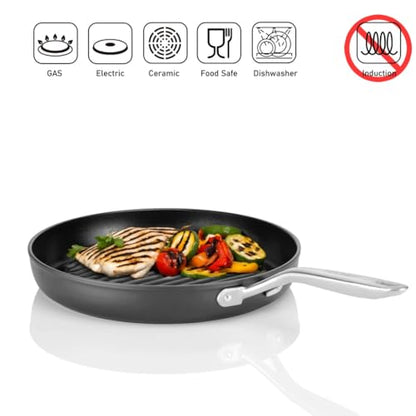TECHEF - Onyx Collection, 12-inch Grill Pan For Stove Top, Nonstick Grill Pan For indoor cooking, PFOA-Free, Heavy-Duty Aluminum, Made In Korea (No Induction)