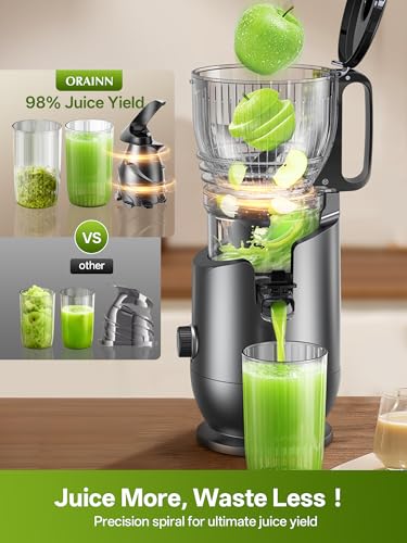 ORAINN Juicer Machines with 5.8" Large Feed Chute, 450W Cold Press Juicer for Whole Vegetables and Fruits, Slow Masticating Juicer Easy to Clean Juice Extractor Machine High Juice Yield (Grey)
