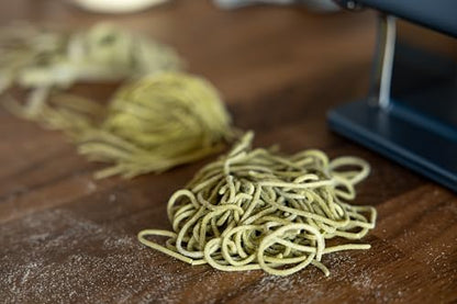 Marcato Made in Italy Atlas+Pasta Machine,Powder Blue. Chrome Plated Steel & Aluminum Rollers, Double Cutter for Lasagna, Fettuccine & Spaghetti; Durable Manual Pasta Maker for Homemade Pasta