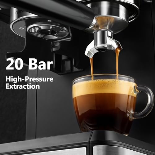 Espresso Machine with Grinder, 20 Bar Professional Expresso Coffee Machines with Milk Frother Steam Wand, Espresso Maker with 60oz Removable Water Tank, Cappuccino & Latte Machine for Home (Dark-Pro)