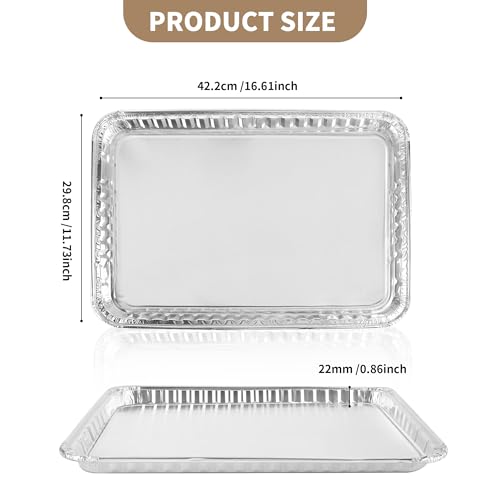 YEUIKERR 24 Pack 16 x 11 inch Aluminum Disposable Cookie Sheets for Baking and Roasting Disposable Aluminum Foil Grilling Pans for Brownie Tins,Cooking Thin, Cakes