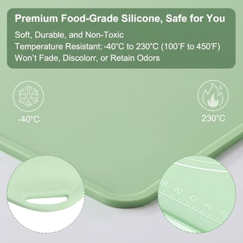 Silicone Baking Mat, 28" x 20", Extra Thick Non Slip Pastry Mat with Measurements, Food Grade Dough Rolling Mat with Raised Edge and Scraper for Bread Pizza