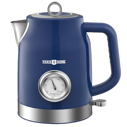 Electric Tea Kettle Retro‑Blue, 57oz Hot Water Pot with Thermometer