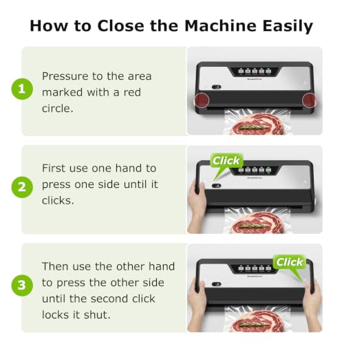 Bonsenkitchen Vacuum Sealer Machine,1 Roll&5 Pre-Cut Bags,Multiple Modes