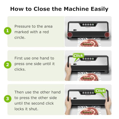 Bonsenkitchen Vacuum Sealer Machine,1 Roll&5 Pre-Cut Bags,Multiple Modes