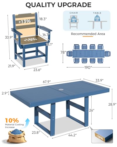 K Knowbody 12-Piece Outdoor Patio Dining Table and Chairs Set, Seats 10