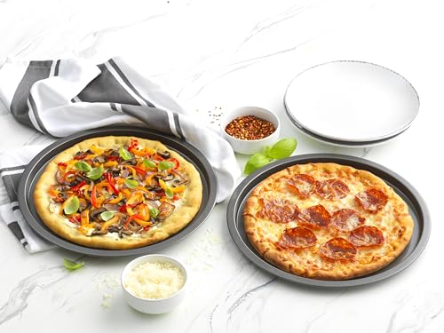 GoodCook Set of 4 Nonstick Steel 10 Inch Personal Pizza Pans Set, Gray