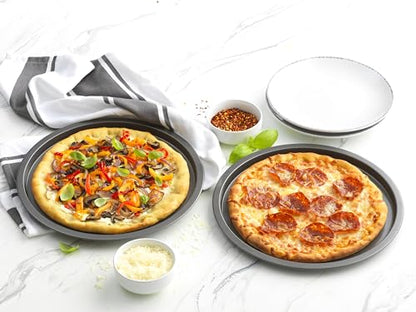 GoodCook Set of 4 Nonstick Steel 10 Inch Personal Pizza Pans Set, Gray