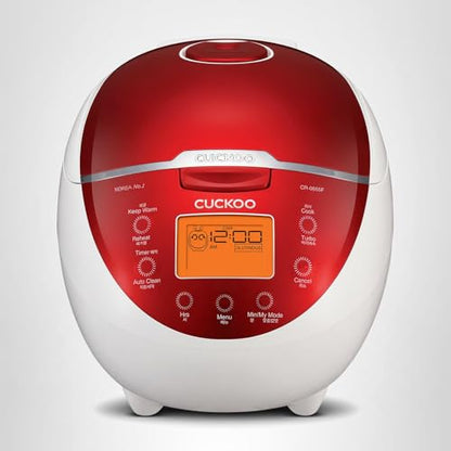 CUCKOO Micom Rice Cooker 6 Cup Uncooked / 12 Cup Cooked, Fuzzy Logic Rice Maker with Delay Timer & Keep Warm Setting, Versatile Food Steamer for Cooking, Non-Stick Inner Pot, Red (CR-0655F)