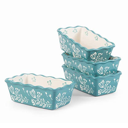 Wisenvoy Mini Loaf Pan Bread Pan Ceramic Loaf Pans for Baking Bread Mini Bread Loaf Pans 4-Pieces Bread Baking Pan