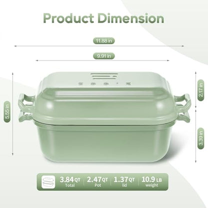 Ryede Enameled Cast Iron Dutch Oven Pot with Lid, Dutch Oven for Sourdough Bread Baking, 10×6 Bread Loaf Pans with Lid for Homemade Bread, Cake, Meatloaf, Oven & Induction Safe (Green, 3.84 QT)