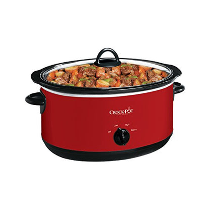 Crock-Pot 8-Quart Manual Slow Cooker, XL Family Size Serves 10+ People, Removable Stoneware with Warming Setting, Dishwasher Safe for Easy Cleanup, Red