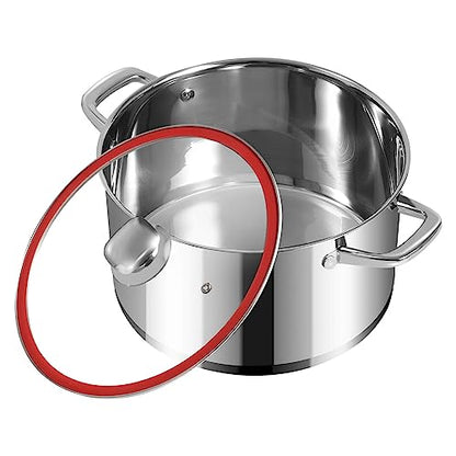 10-Quart Stainless Steel Soup Pot with Lid, Induction Compatible Cookware for Pasta, Stews, and Boiling - Dishwasher Safe Kitchen Essential