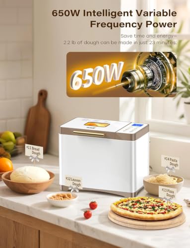 KBS 20-IN-1 Bread Maker with Custom Program, 650W Bread Machine with Nonstick Ceramic Pan & Stainless Steel Paddle, 2.2LB Bread Maker Machine, Polish Bread, Gluten-Free, Touch Panel,15H Timer,3 Colors