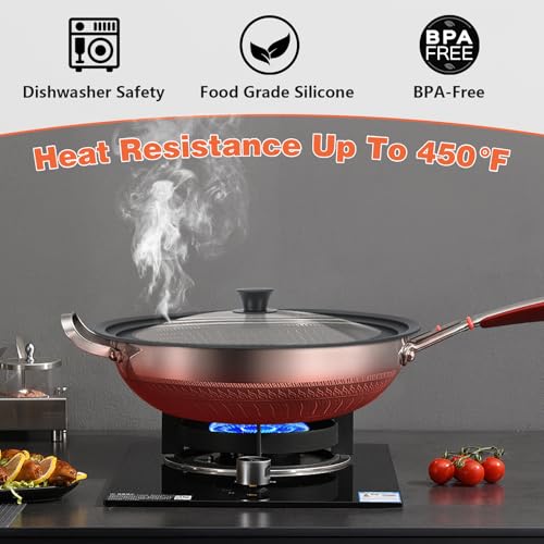 13-14-15 in Universal Lid for Oversized Pots, Pans and Skillets, Extra Large Pot Lid Tempered Glass Lid with Heat-Resistant Silicone Edge, Cookware Lids, Replacement Frying Pan Cover, Black
