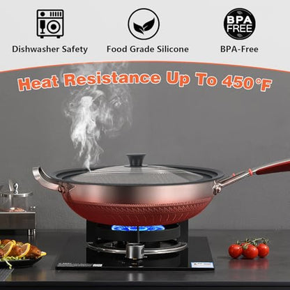 13-14-15 in Universal Lid for Oversized Pots, Pans and Skillets, Extra Large Pot Lid Tempered Glass Lid with Heat-Resistant Silicone Edge, Cookware Lids, Replacement Frying Pan Cover, Black