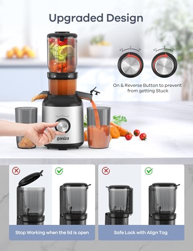 Ganiza Cold Press Juicer Machines, 4.06" Wide Feed Chute, High Juice Yield