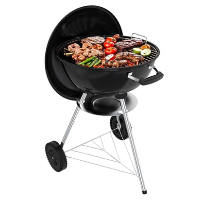 GRILIFE 18 inch Kettle Charcoal BBQ Grill, Perfect Barbecue Gift, Black