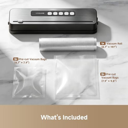 DREAME VS20 Food Vacuum Sealer, 65kPa Compact Sealer, 5 Modes with Cutter