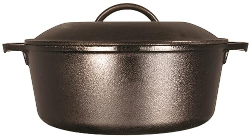 Lodge Cast Iron Dutch Oven 7 Quart - Loop Handle Cooking Vessel - Even Heat Retention - Oven-Safe, Versatile Pot