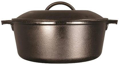 Lodge Cast Iron Dutch Oven 7 Quart - Loop Handle Cooking Vessel - Even Heat Retention - Oven-Safe, Versatile Pot