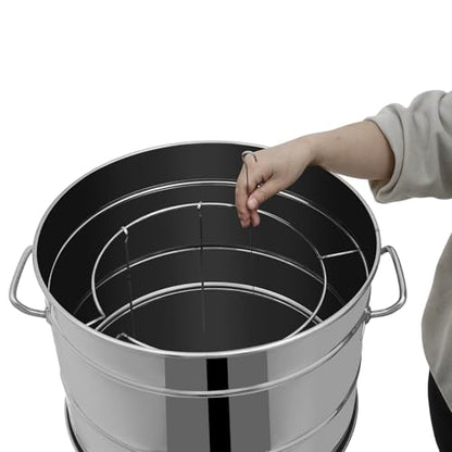 Pyroarle Large Portable Charcoal Grills, Stainless Charcoal BBQ Grill Barrel 360° Smokeless Outdoor with 50 Skewers, Boiling Pot Barbecue Smoker Grill for Travel, Outdoor Cooking and BBQ