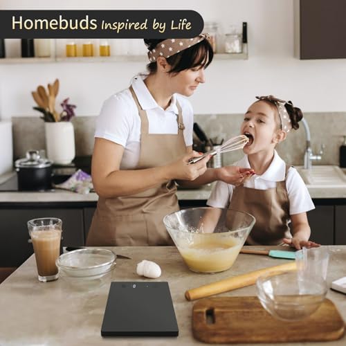 Homebuds 22lb/10kg Food Scale, Precision 0.1oz/1g by Our Professional Scale Factory Since 2001, Kitchen Scales Digital Weight Grams and Ounces for Cooking and Baking, LED, 3*AAA Batteries, Black