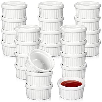 Amyhill 12 Pcs 1 oz Mini Ramekins Small Porcelain Tiny Dipping Sauce Cups Dessert Cups Exactly Designed for Souffle Dish Salsa and Jams