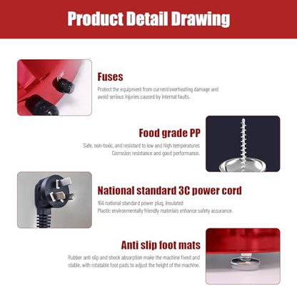 5-Tier Chocolate Fountain 7Lbs Capacity, 110V Stainless Steel Hot Chocolate Fondue Machine with Adjustable Temp 86-230℉ for Party Wedding Restaurant Buffet (Red)