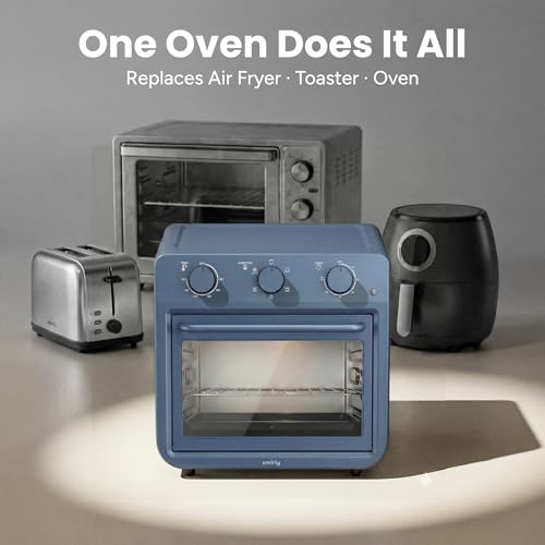 SMIRLY 6-in-1 Air Fryer Toaster Oven Combo, 27QT Convection Oven Countertop, 1800W Oven for Toast, Roast, Bake, Reheat, Broil, Warm, Fits up to a 4 lb Turkey, 12" Pizza, 6 Toast, Blue