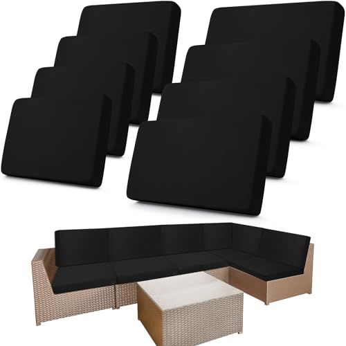 Newwiee 8 Pcs Stretch Patio Outdoor Cushion Covers Replacement,Black