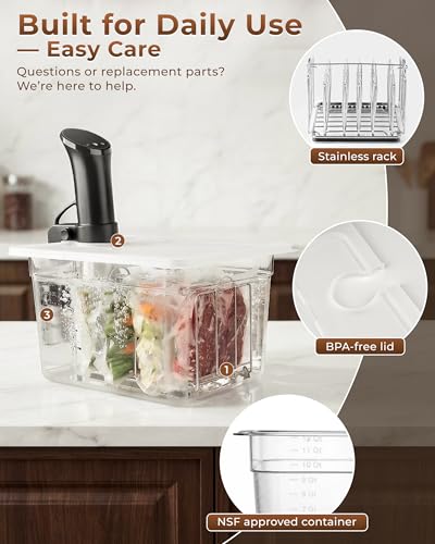 EVERIE Sous Vide Container Kit, 12 Qt with Lid, Rack & Sleeve