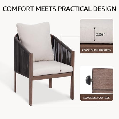 7 Pcs Outdoor Dining Set for 6, Cushioned Chairs & Table with Umbrella Hole