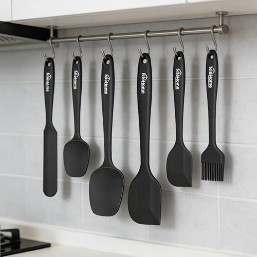 NileHome Silicone Spatula Set, 6 Pieces Food Grade Kitchen Utensils with Silicone Brush Heat Resistant BPA-free Rubber Spatula for Scraping, Baking, Cooking, Mixing