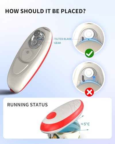 CIRCLE JOY Electric Can Opener, One-Touch Automatic Can Opening with Smooth Edges, Food Safety Handheld Battery-Operated Can Opener for Kitchen and Seniors, Red