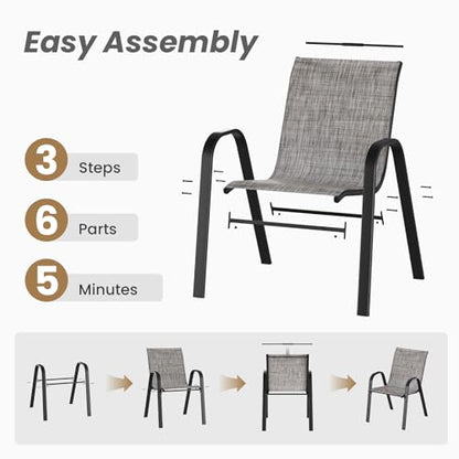 Soohow 5-Piece Patio Dining Set, Outdoor Table and 4 x Stackable Chairs Set
