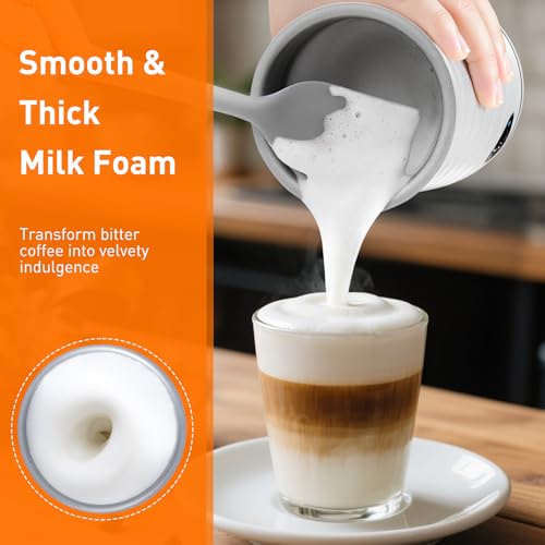 Secura Electric Milk Frother, Automatic Milk Steamer, 4-IN-1 Hot & Cold Foam Maker-8.4oz/240ml Milk Warmer for Latte, Cappuccinos, Macchiato with Silicone Spatula, Silent Operation & Shut-off