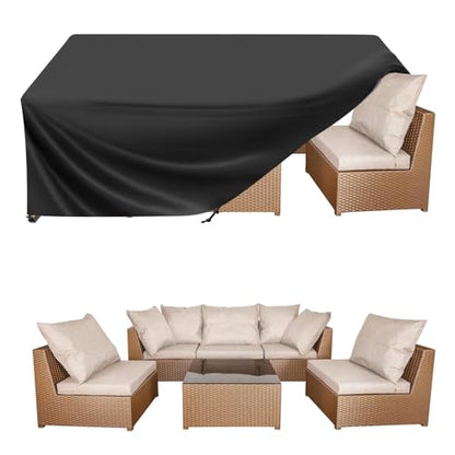BALEINE Patio Furniture Covers, Outdoor Furniture Covers Waterproof, Heavy Duty Oxford Patio Table Cover for Outdoor Table, Chair, Sofa, Desk (Black, 108"L x 82"W x 28"H)