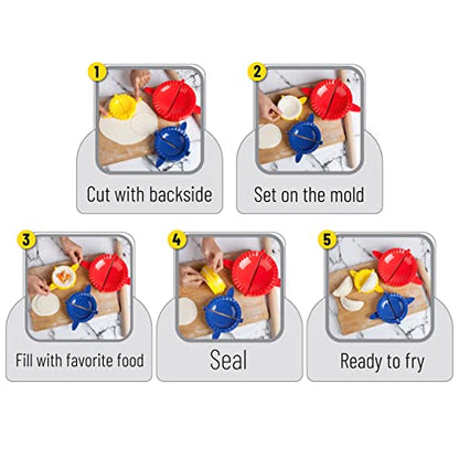 BTaT- Dough Press Set, 3 Pack, Dumpling, Empanada, Pastry and Turnover Press, Hand Pie Maker, Meat Pie Cutter
