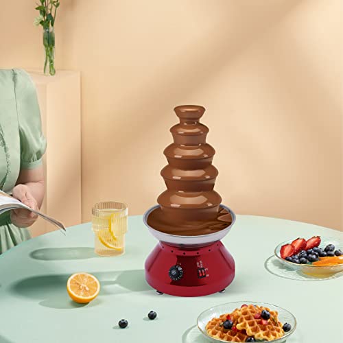 Commercial Chocolate Fountain, 110v 230w Electric Hot Chocolate Fondue Tower 5-Tier 7lbs Capacity Stainless Steel Melting & Heating Machine Nacho Cheese Fondue Fountain Machine for Parties
