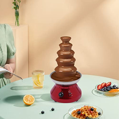 Commercial Chocolate Fountain, 110v 230w Electric Hot Chocolate Fondue Tower 5-Tier 7lbs Capacity Stainless Steel Melting & Heating Machine Nacho Cheese Fondue Fountain Machine for Parties