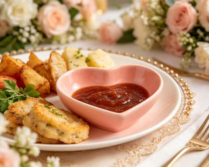 DS. DISTINCTIVE STYLE Heart Shape Ceramic Dipping Bowls Porcelain Sauce Dishes Set Of 4 Pink Mini Serving Ramekins