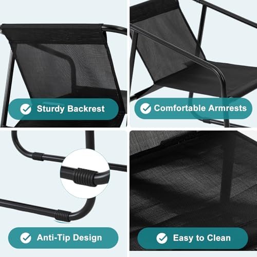 DUMOS 4 Piece Patio Furniture Set, with Table and Chairs, Black