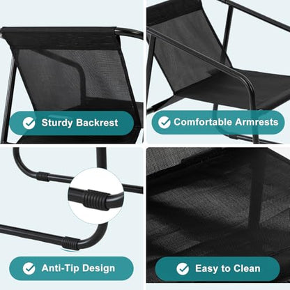 DUMOS 4 Piece Patio Furniture Set, with Table and Chairs, Black