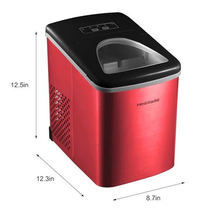 Frigidaire 26 Lbs per Day Portable Compact Maker, Ice Making Machine, Red Stainless, Medium