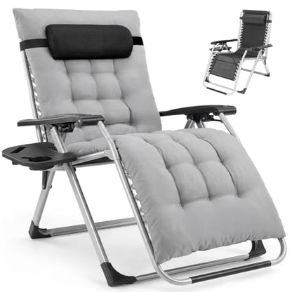 NEWBULIG Zero Gravity Chair, Folding Patio Recliner with Cup Holder Trays